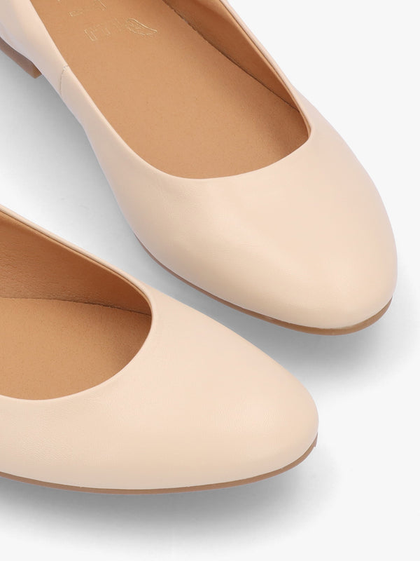 Angels Wings Beige Metallic Leather Ballet Pumps