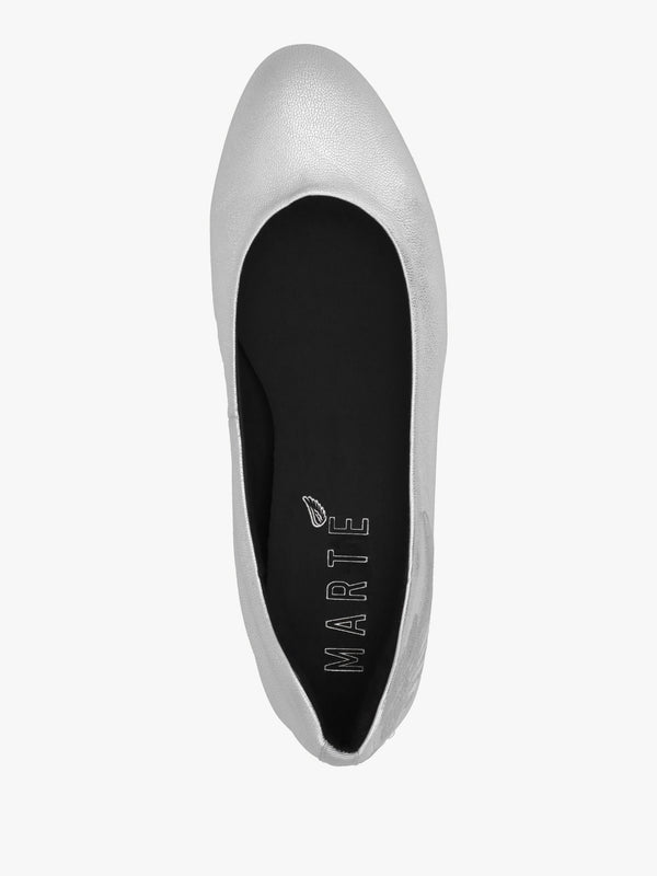 Angels Wings Silver Metallic Leather Ballet Pumps