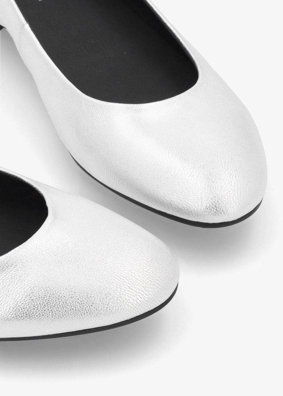 Angels Wings Silver Metallic Leather Ballet Pumps