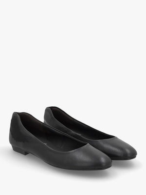 Angels Wings Black Leather Ballet Pumps