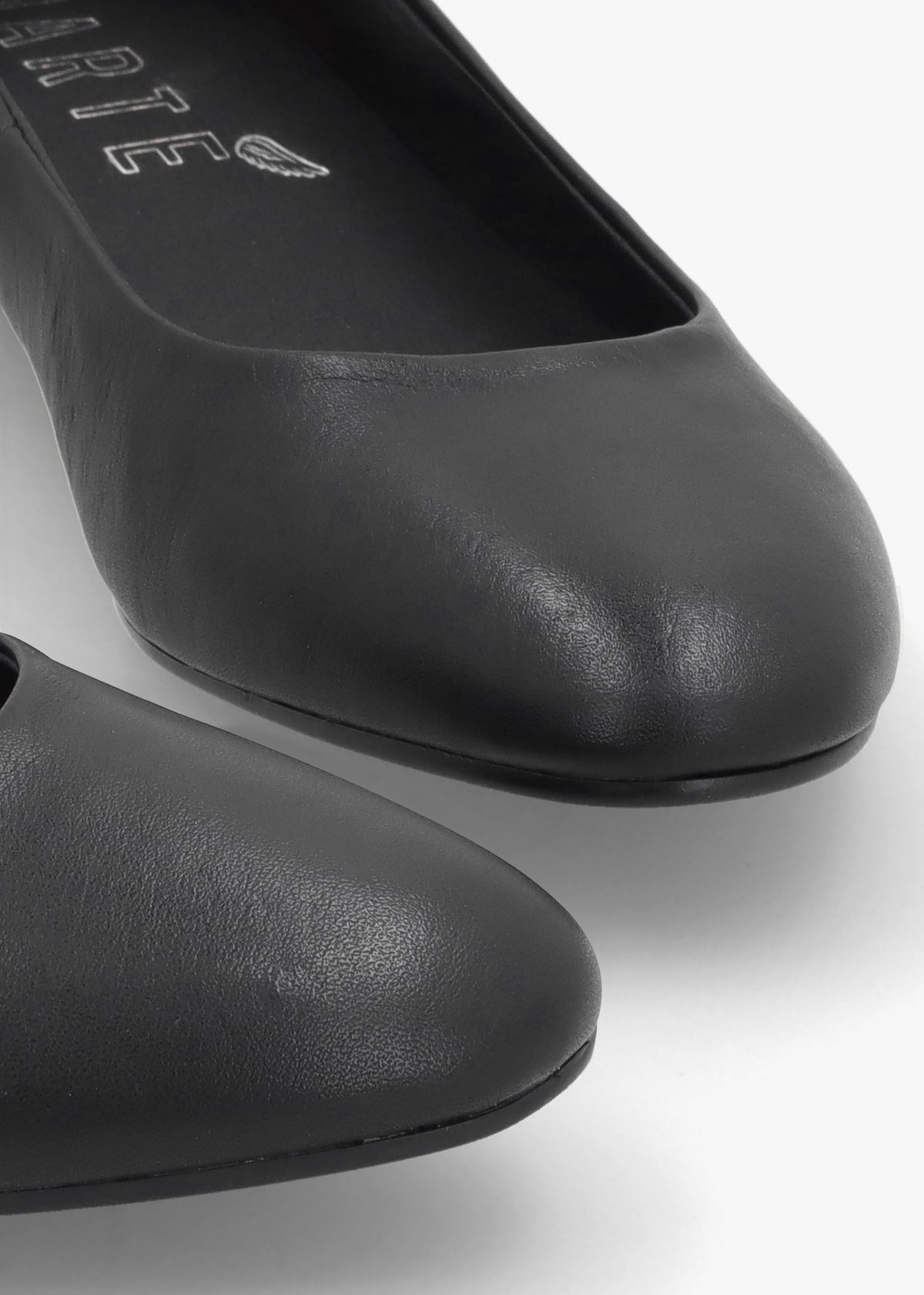 Angels Wings Black Leather Ballet Pumps