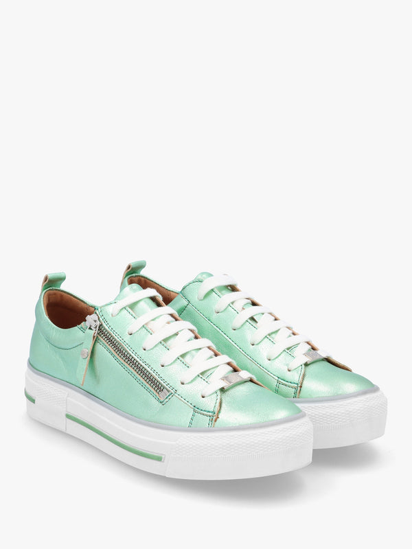 Filician Mint Metallic Leather Side Zip Trainers