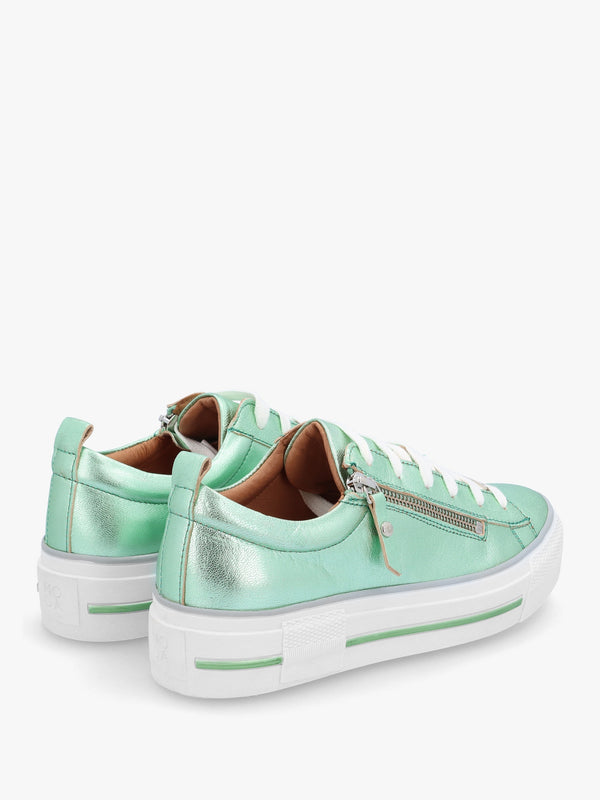 Filician Mint Metallic Leather Side Zip Trainers