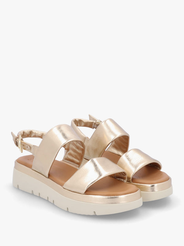 Netty Champagne Leather Chunky Sandals