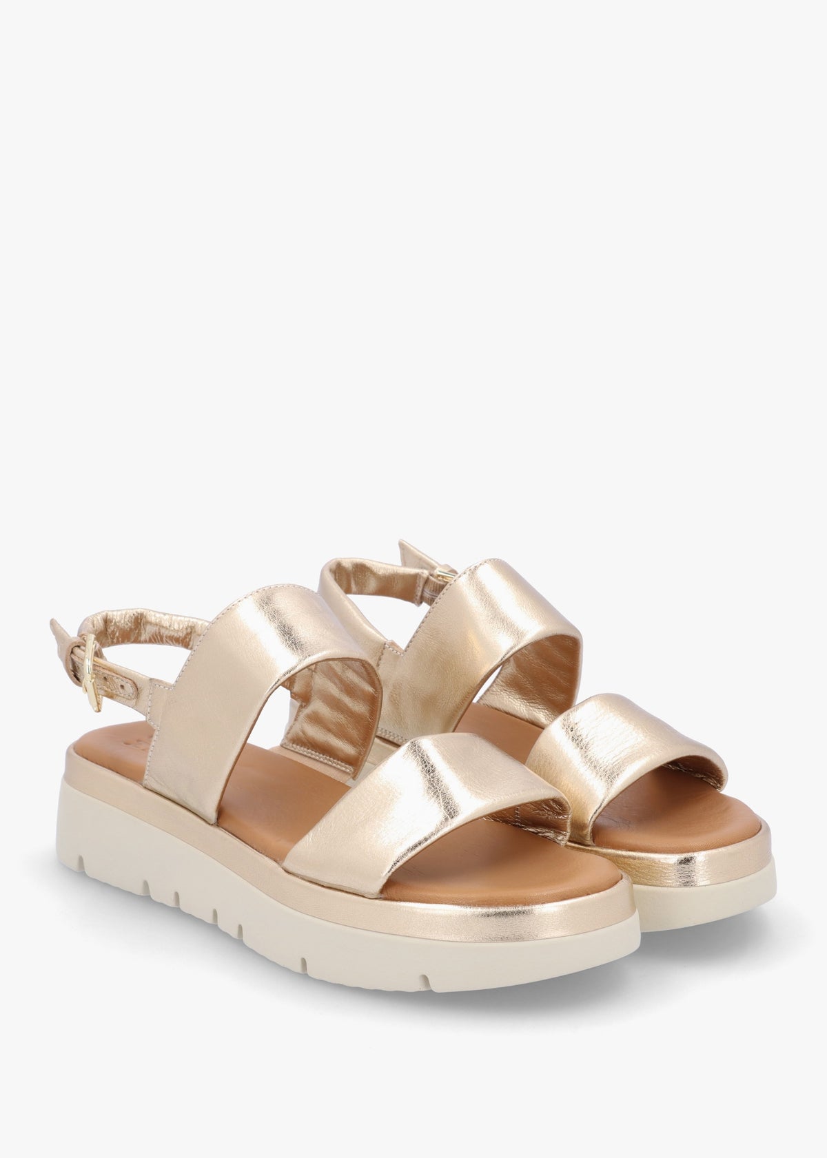 Netty Champagne Leather Chunky Sandals