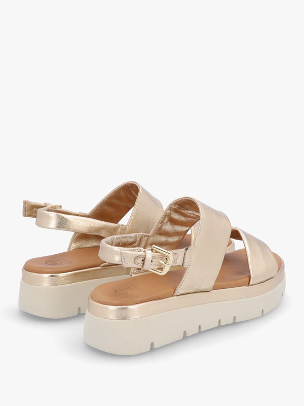 Netty Champagne Leather Chunky Sandals