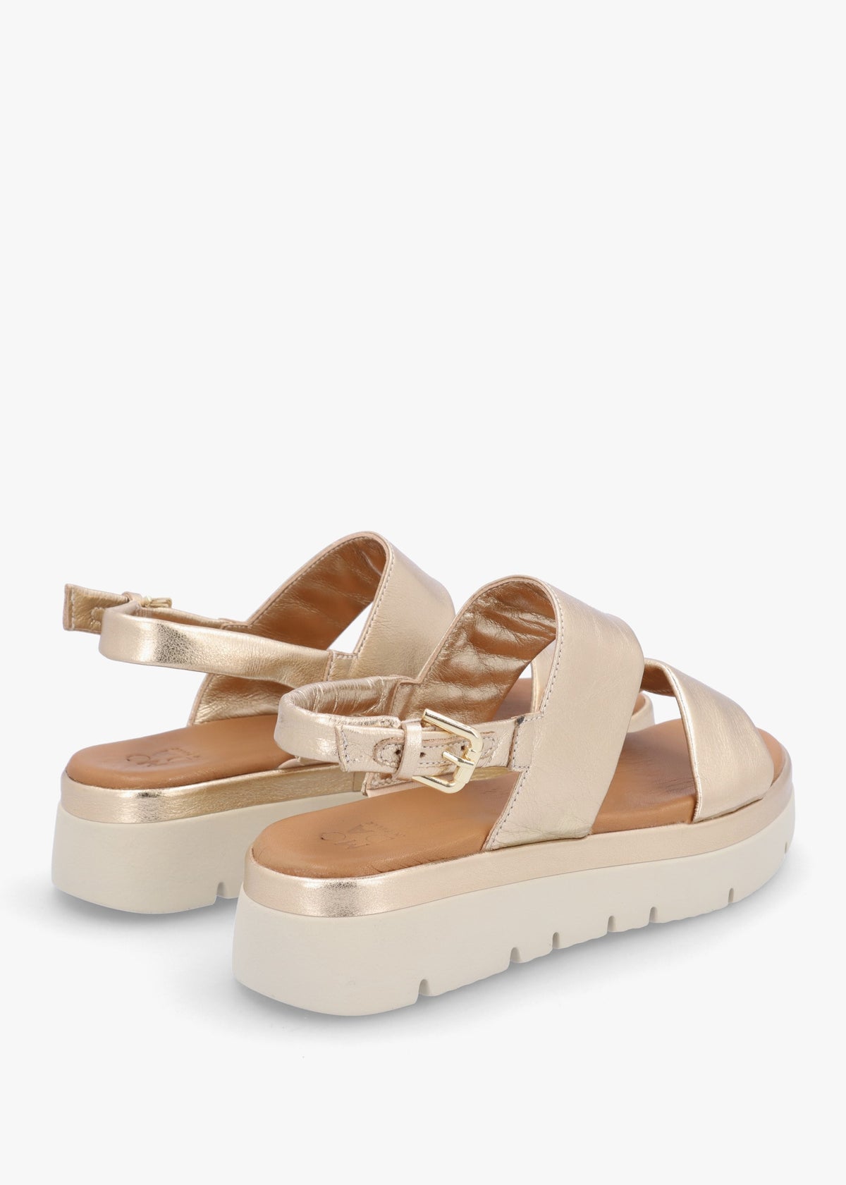 Netty Champagne Leather Chunky Sandals