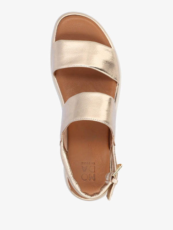 Netty Champagne Leather Chunky Sandals