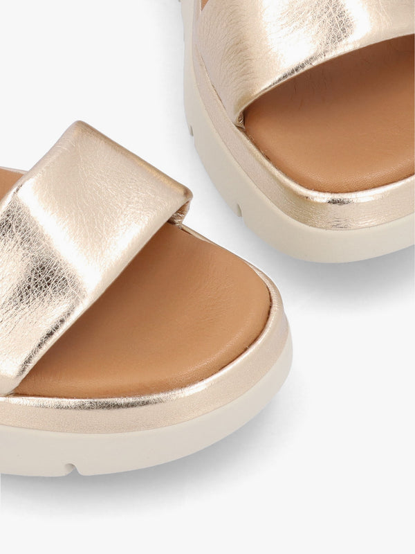 Netty Champagne Leather Chunky Sandals