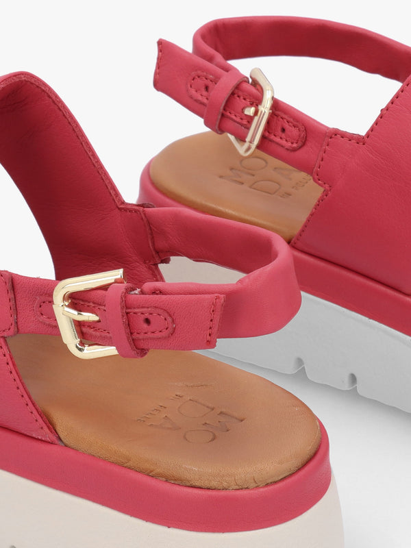 Netty Raspberry Leather Chunky Sandals