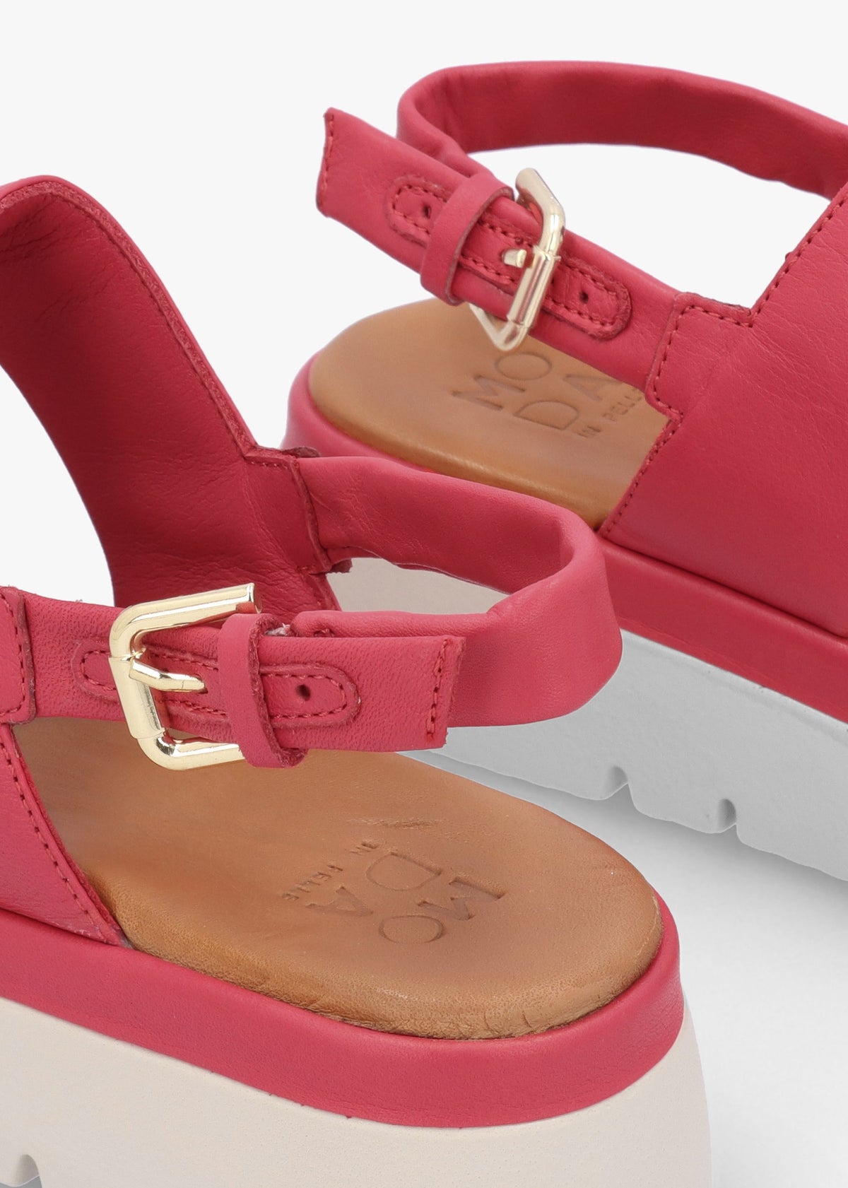 Netty Raspberry Leather Chunky Sandals