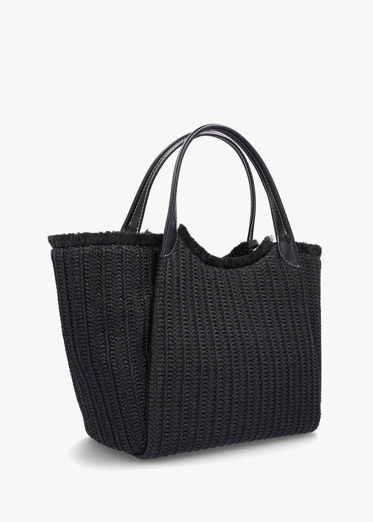 Black Woven Slouchy Beach Shopper Bag
