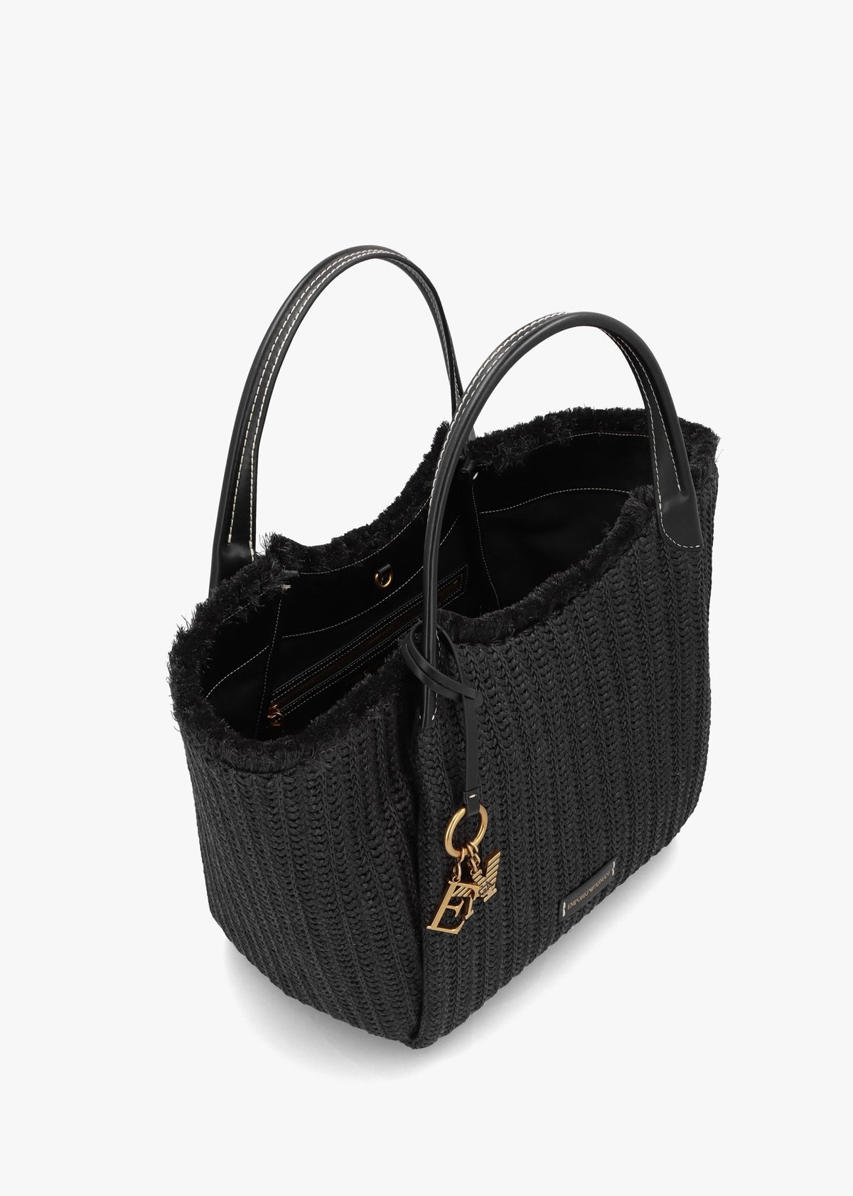 Black Woven Slouchy Beach Shopper Bag