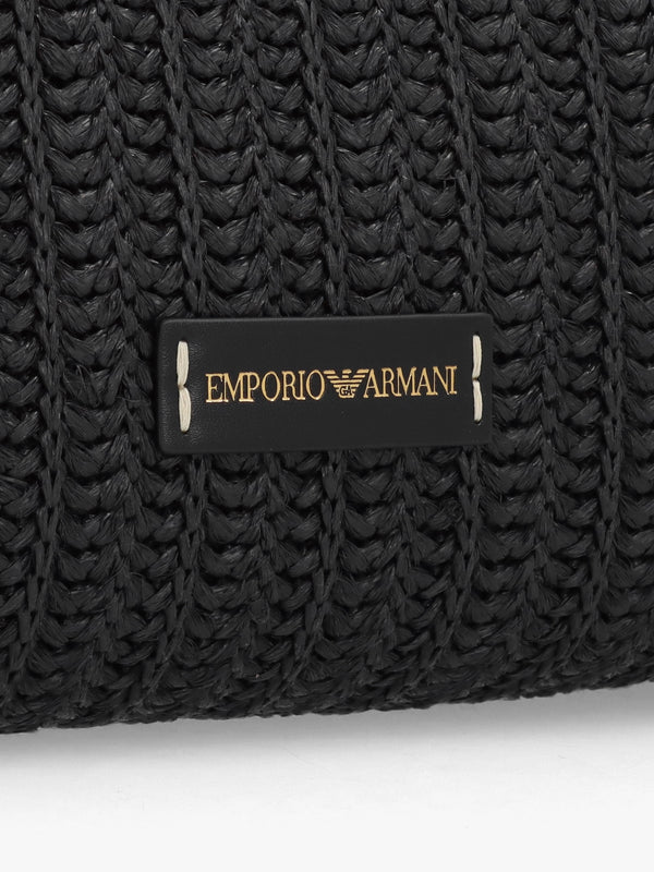 Black Woven Slouchy Beach Shopper Bag