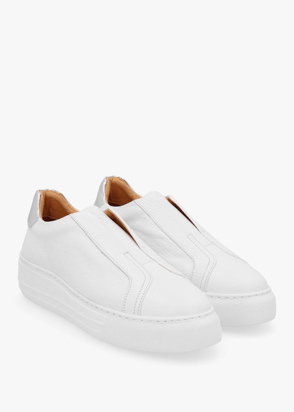 Alber White Leather Laceless Trainers