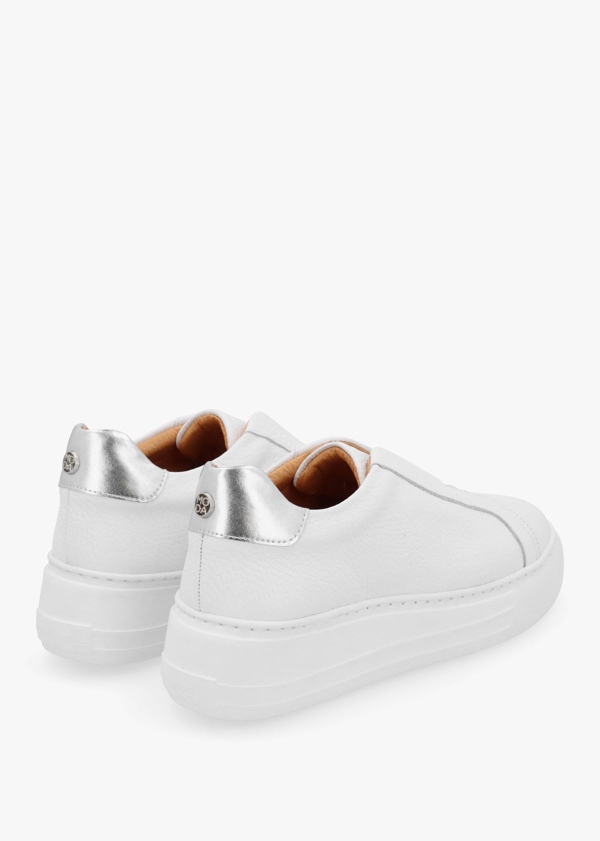 Alber White Leather Laceless Trainers