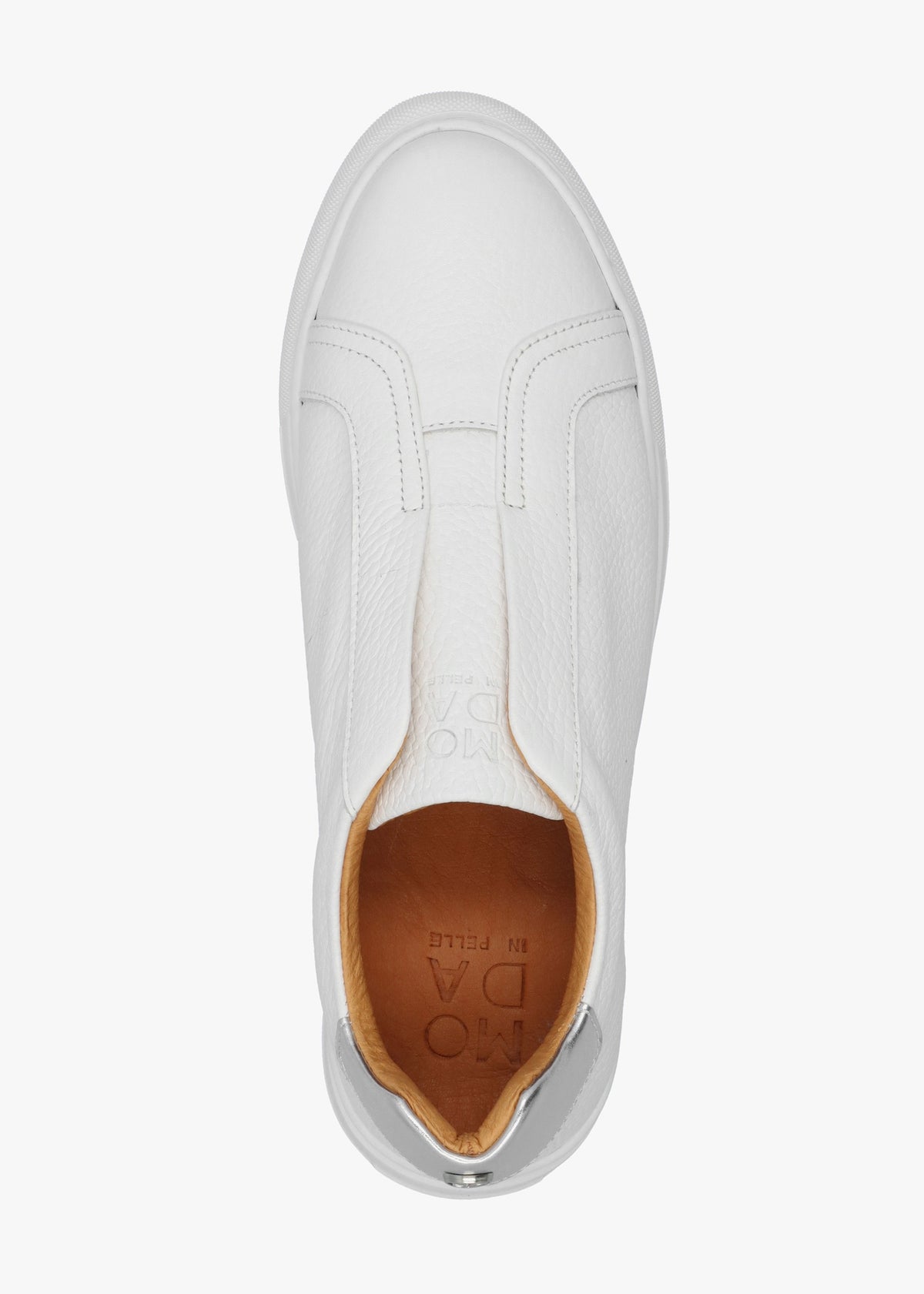 Alber White Leather Laceless Trainers