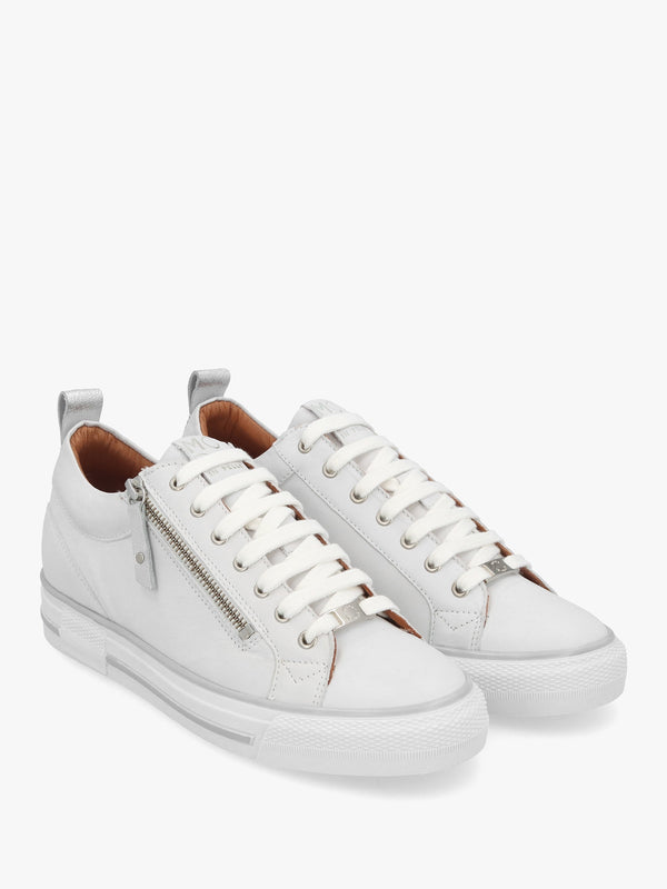 Brayleigh White & Silver Leather Trainers