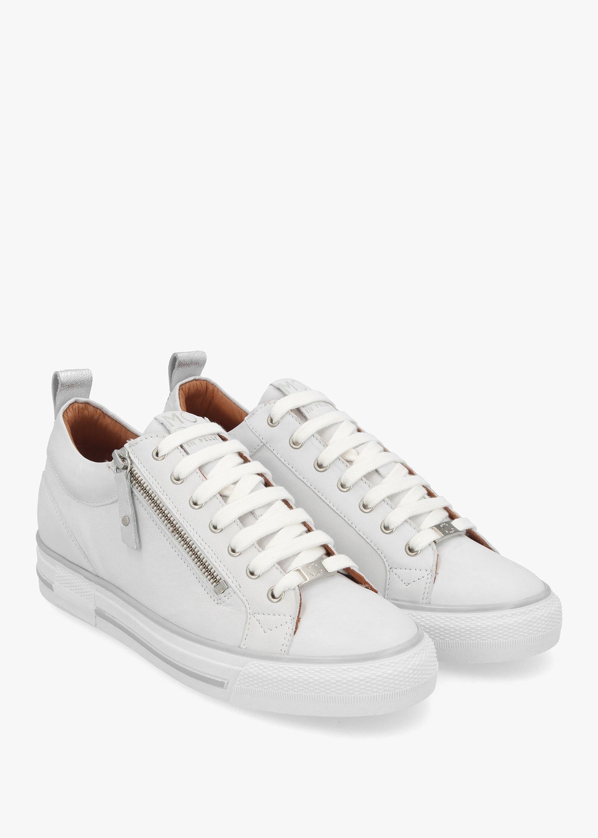 Brayleigh White & Silver Leather Trainers