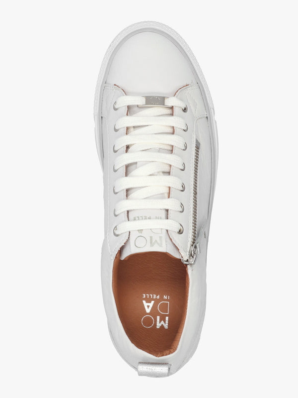 Brayleigh White & Silver Leather Trainers