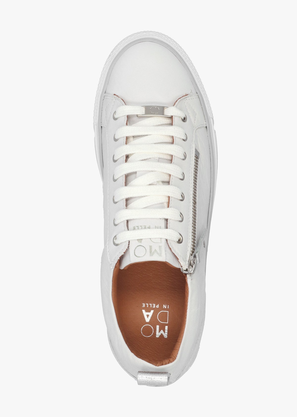 Brayleigh White & Silver Leather Trainers
