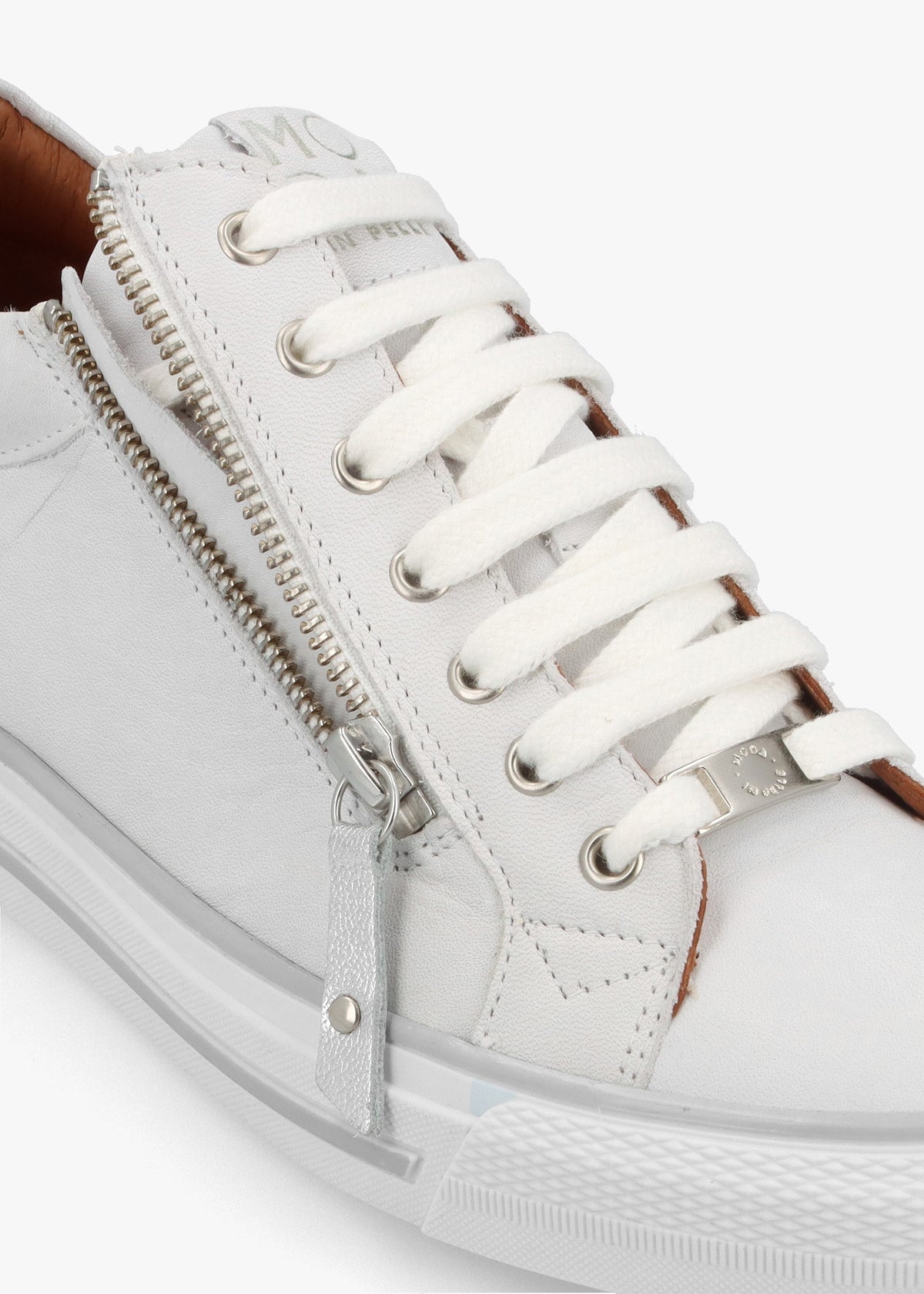 Brayleigh White & Silver Leather Trainers