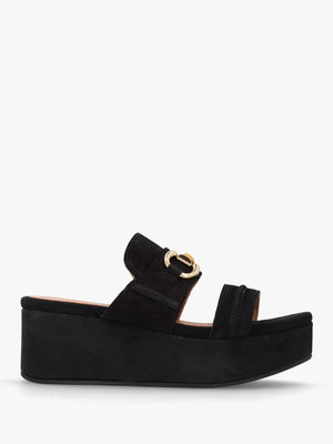 Antibes Black Suede Flatform Mules