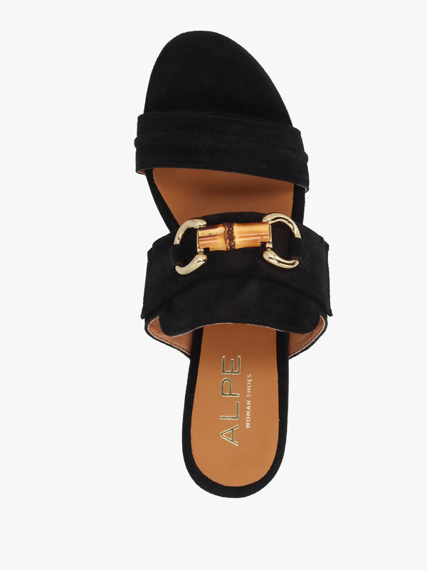 Antibes Black Suede Flatform Mules