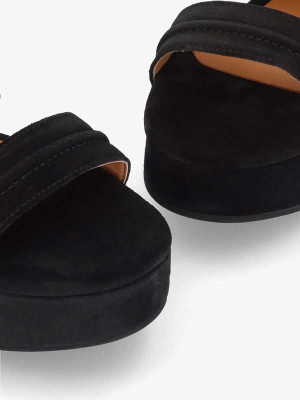 Antibes Black Suede Flatform Mules
