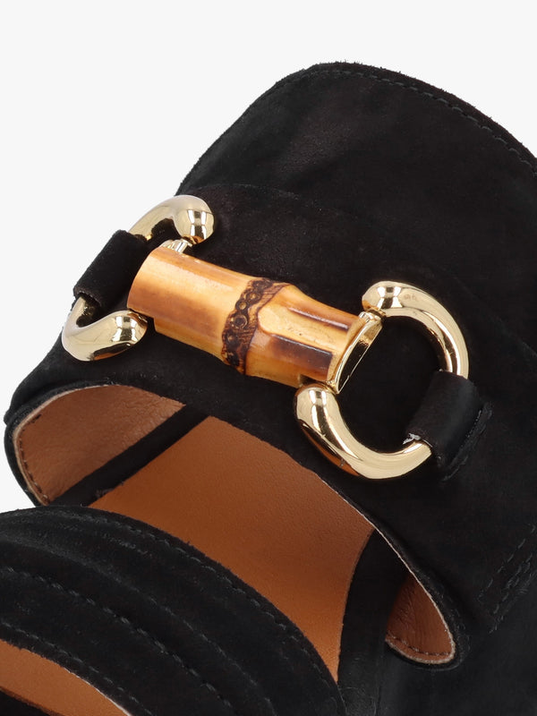 Antibes Black Suede Flatform Mules