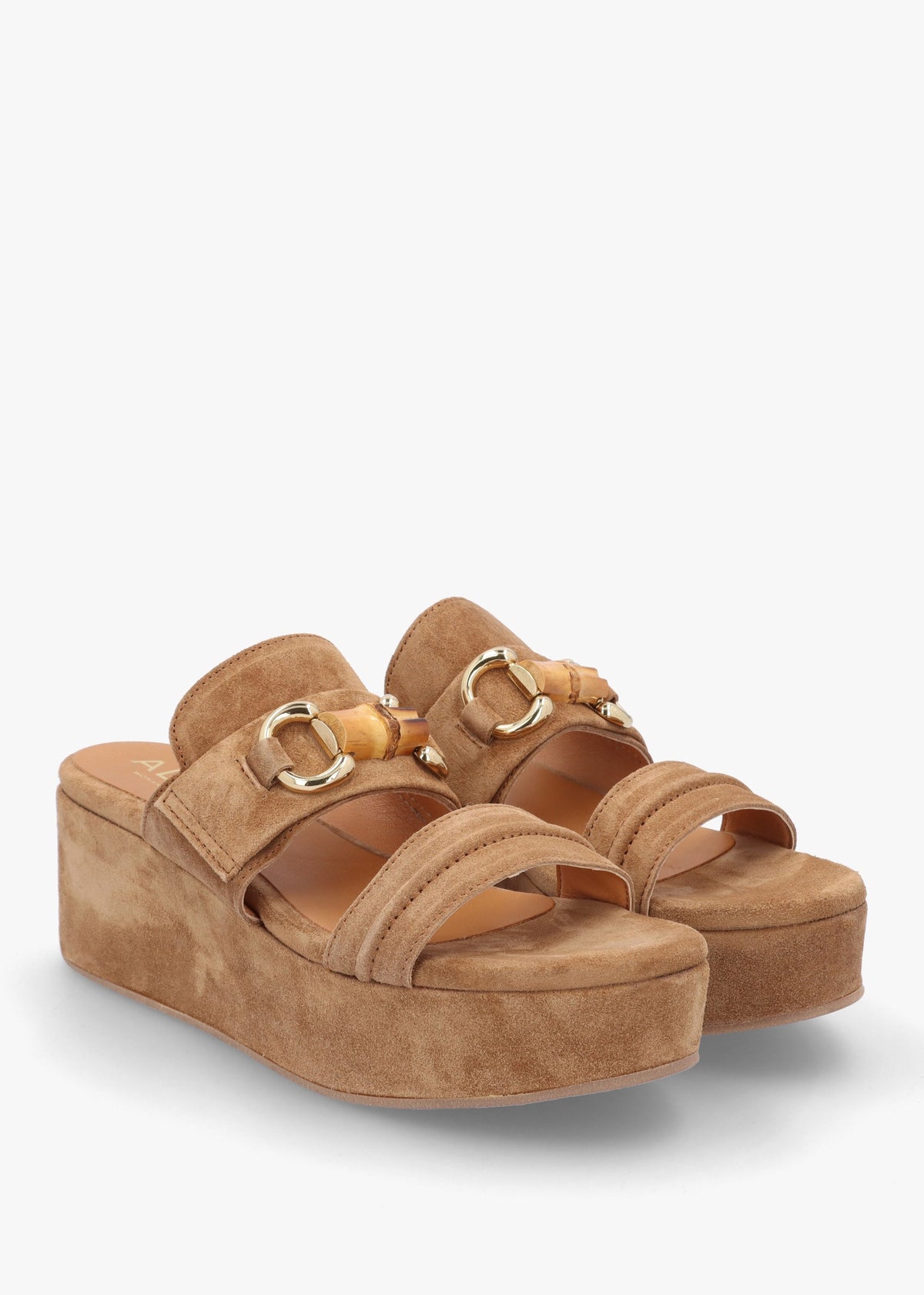 Antibes Tan Suede Flatform Mules