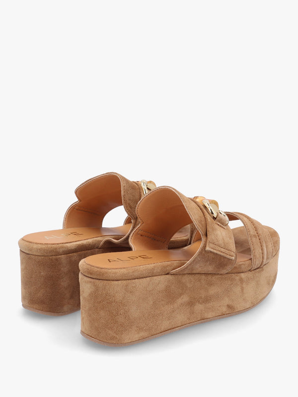 Antibes Tan Suede Flatform Mules