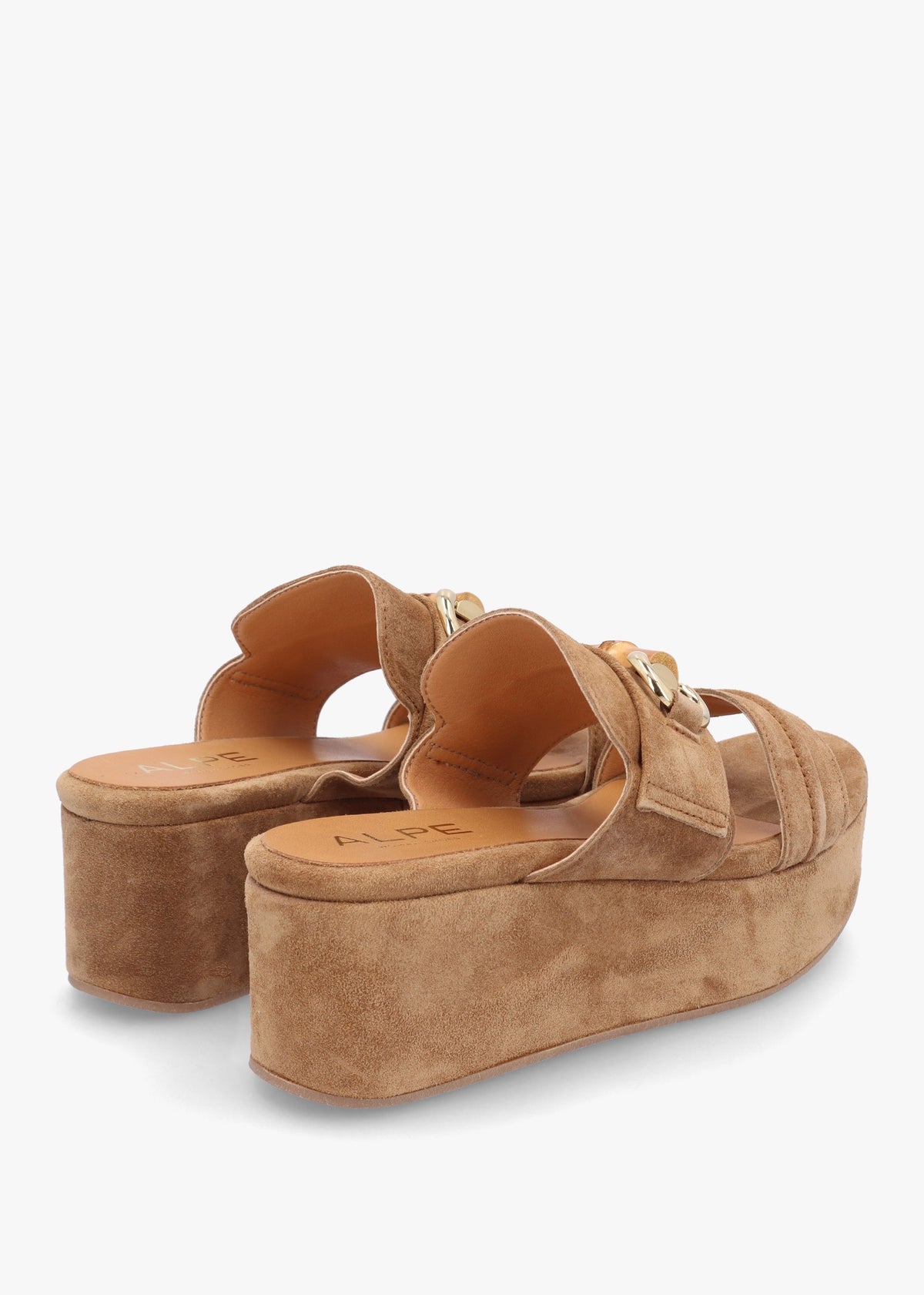 Antibes Tan Suede Flatform Mules