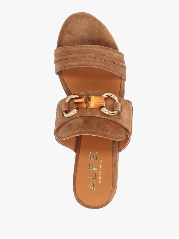 Antibes Tan Suede Flatform Mules