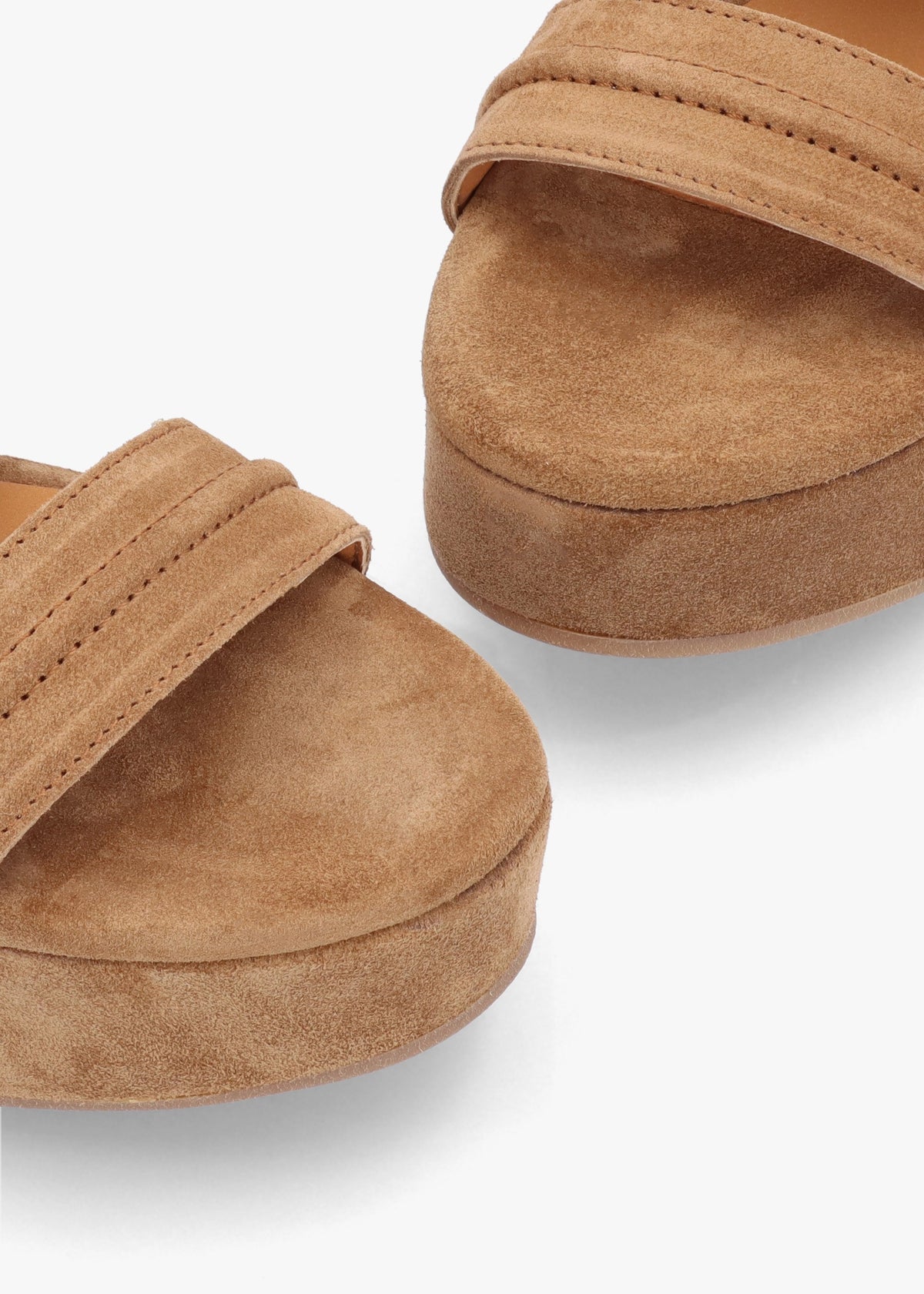 Antibes Tan Suede Flatform Mules