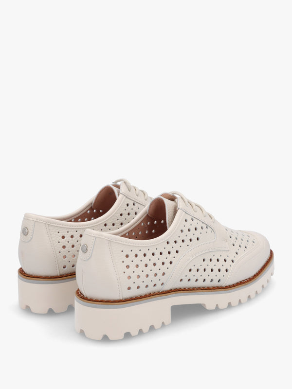 Eloni Off White Leather Lace Up Brogues