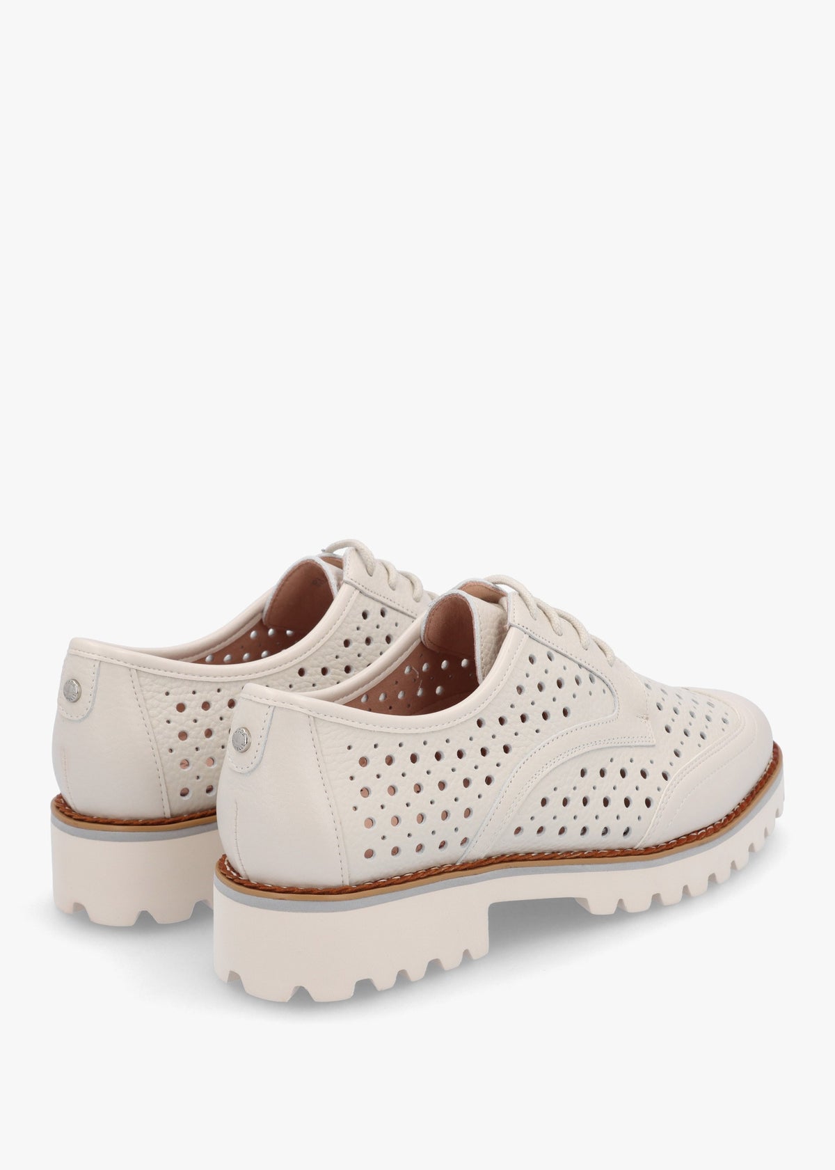 Eloni Off White Leather Lace Up Brogues