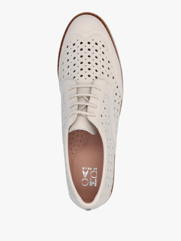 Eloni Off White Leather Lace Up Brogues