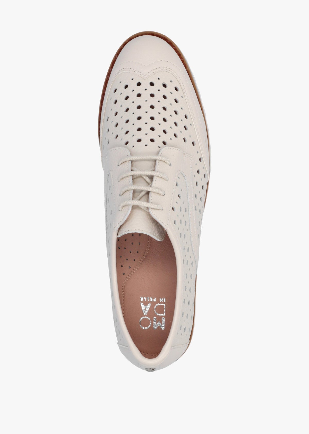 Eloni Off White Leather Lace Up Brogues