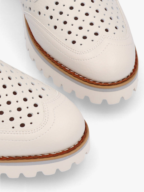 Eloni Off White Leather Lace Up Brogues