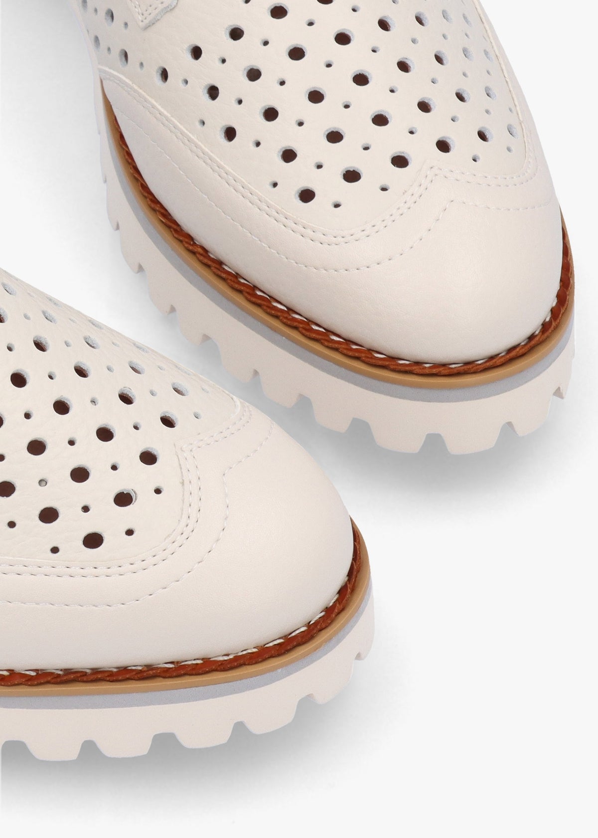 Eloni Off White Leather Lace Up Brogues