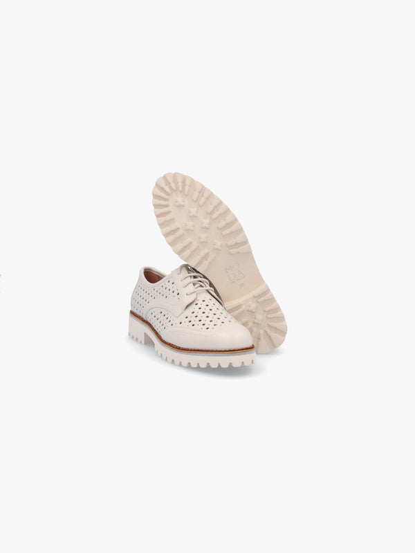 Eloni Off White Leather Lace Up Brogues