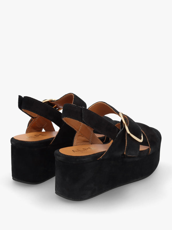 Altona Black Suede Flatform Sandals