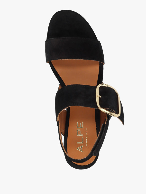 Altona Black Suede Flatform Sandals