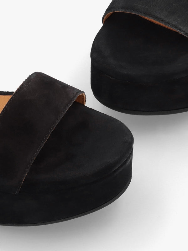 Altona Black Suede Flatform Sandals