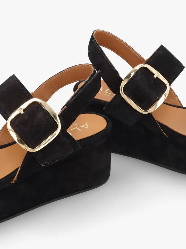 Altona Black Suede Flatform Sandals