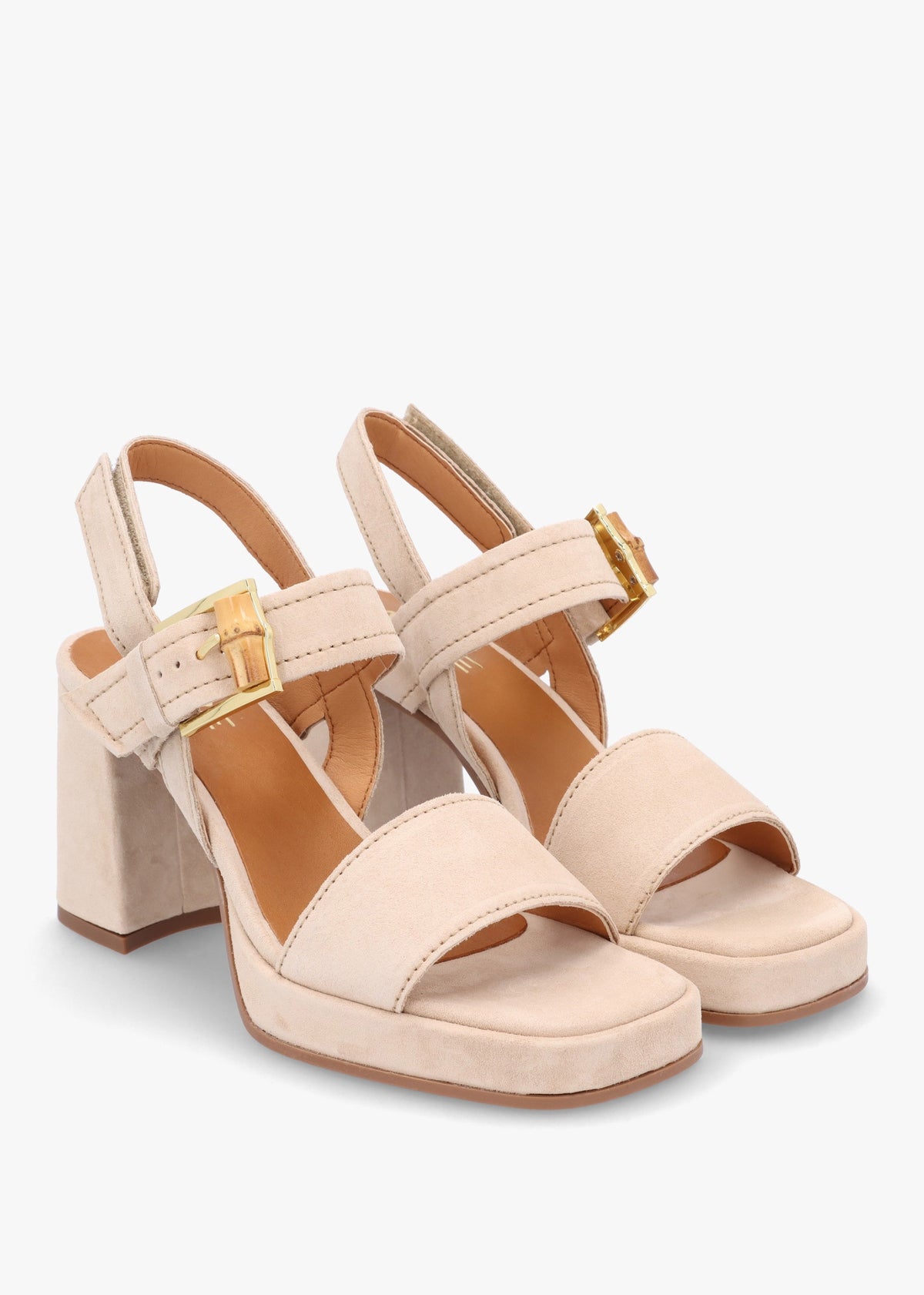 Athens Beige Suede Block Heel Platform Sandals