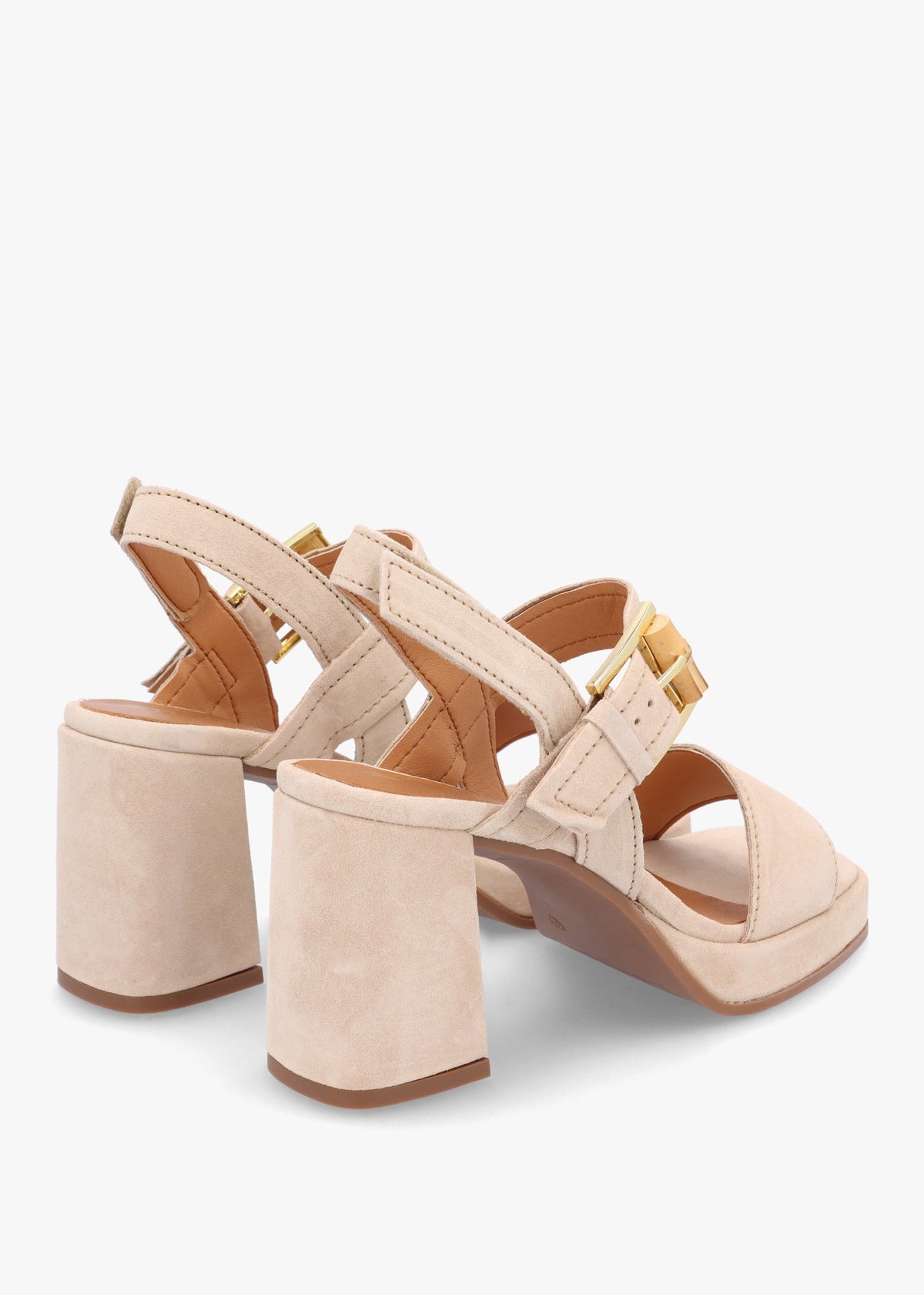 Athens Beige Suede Block Heel Platform Sandals