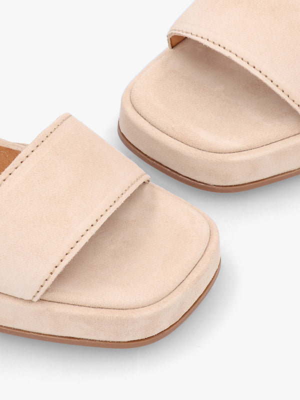 Athens Beige Suede Block Heel Platform Sandals