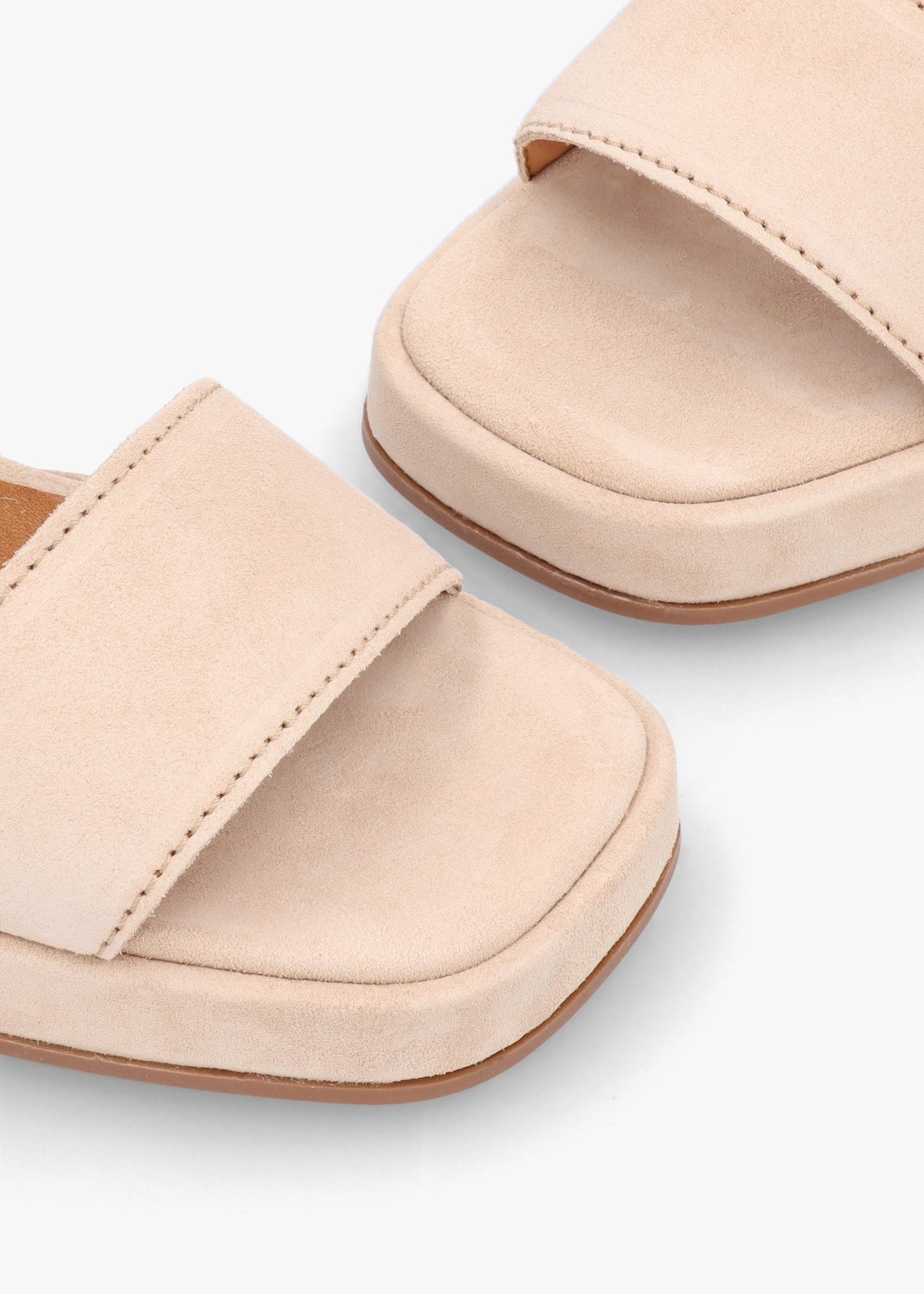 Athens Beige Suede Block Heel Platform Sandals
